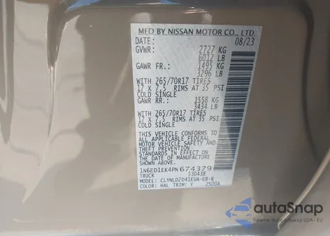 2023 Nissan Frontier Pro-4X 4X4 из США, поврежденный, VIN 1N6ED1EK4PN674379